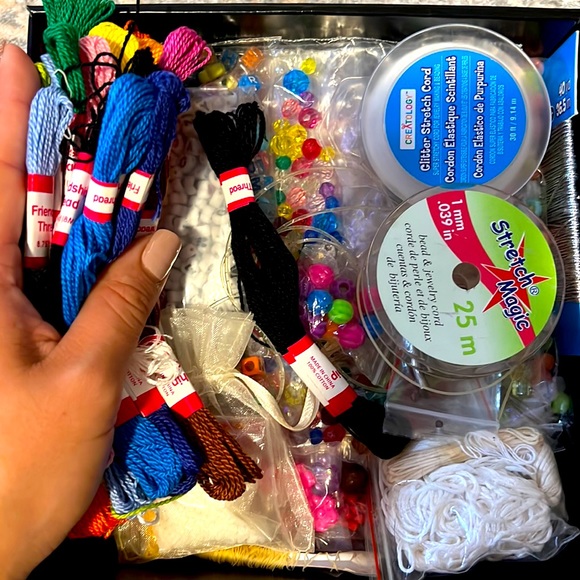 Variety of all types of beads, string, cords for bracelet making - Picture 1 of 3